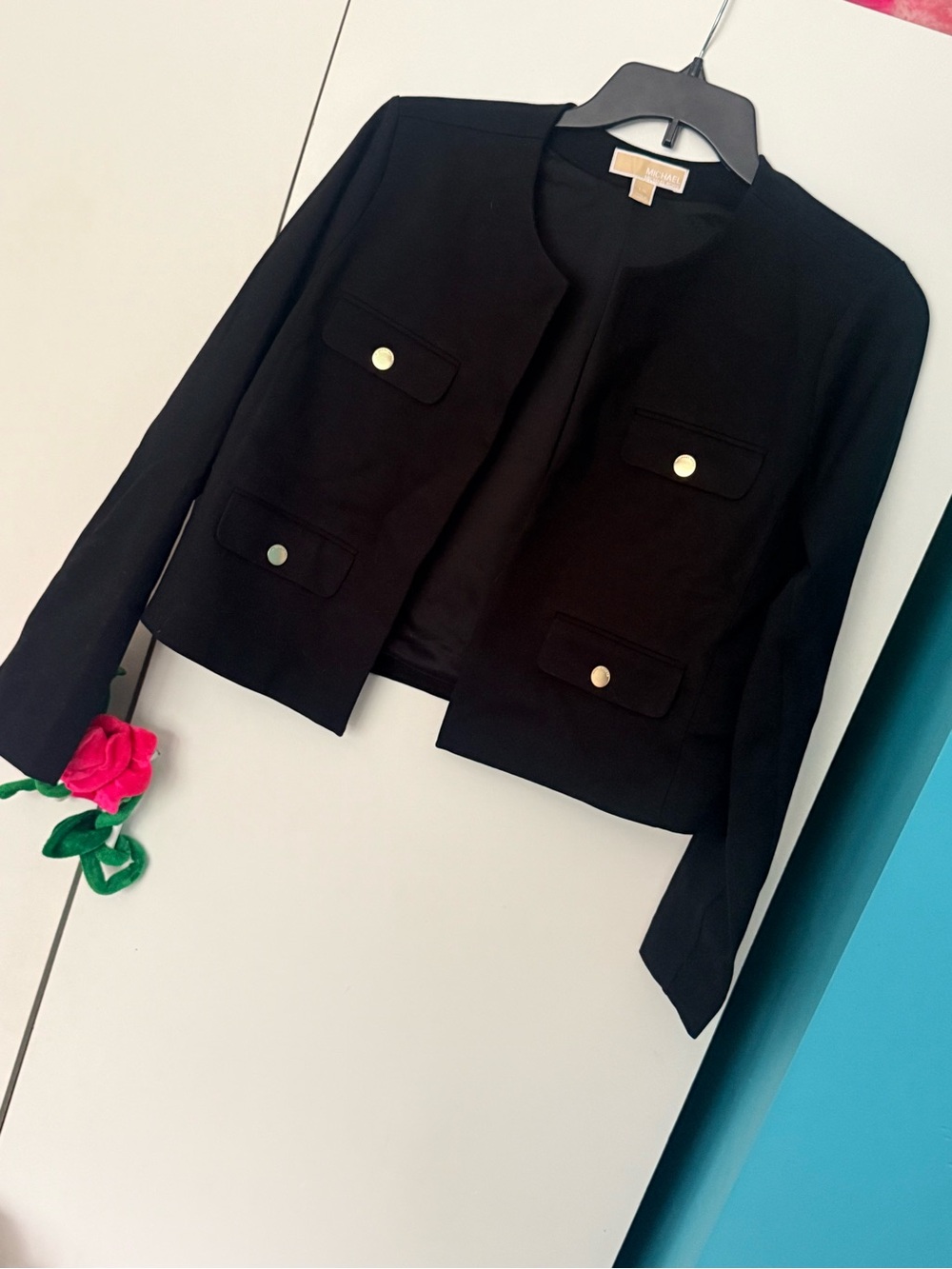 Never Worn! Michael Kors Black Cropped Button-Accent Blazer